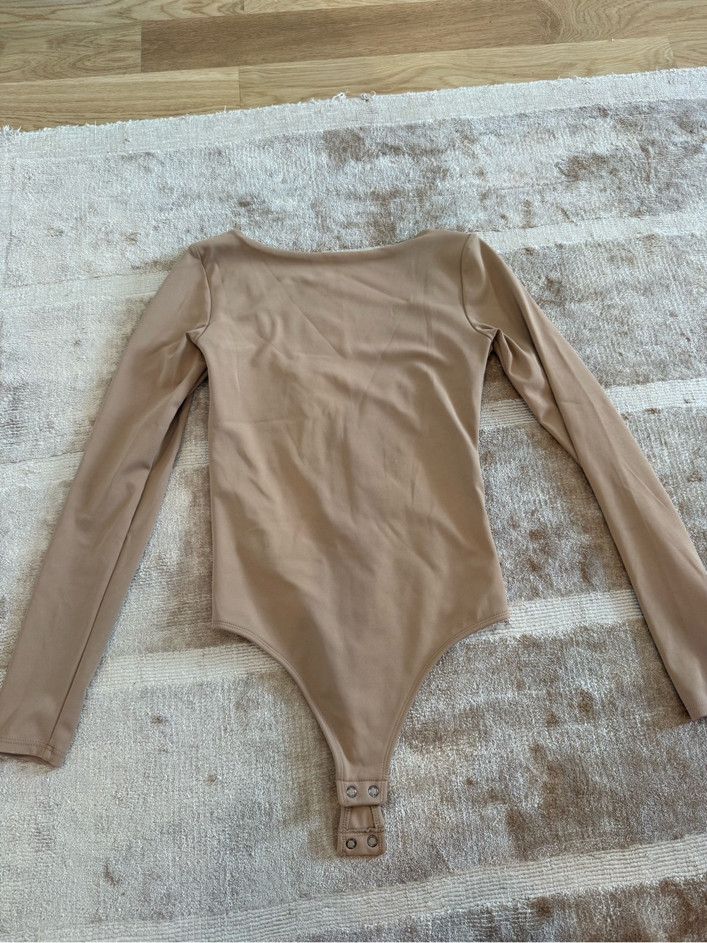 Women’s Long-Sleeve boatneck One-Piece Bodysuit in Taupe